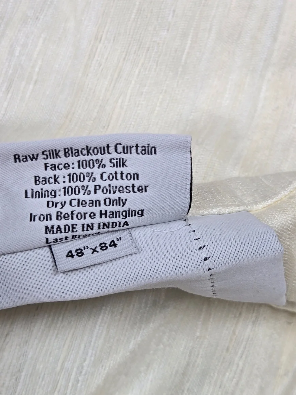 NWT QUINCE Set Of 2 48x84 Raw Silk True Blackout Curtains Ivory 8698